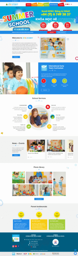 Website Trường mầm non Hoziron