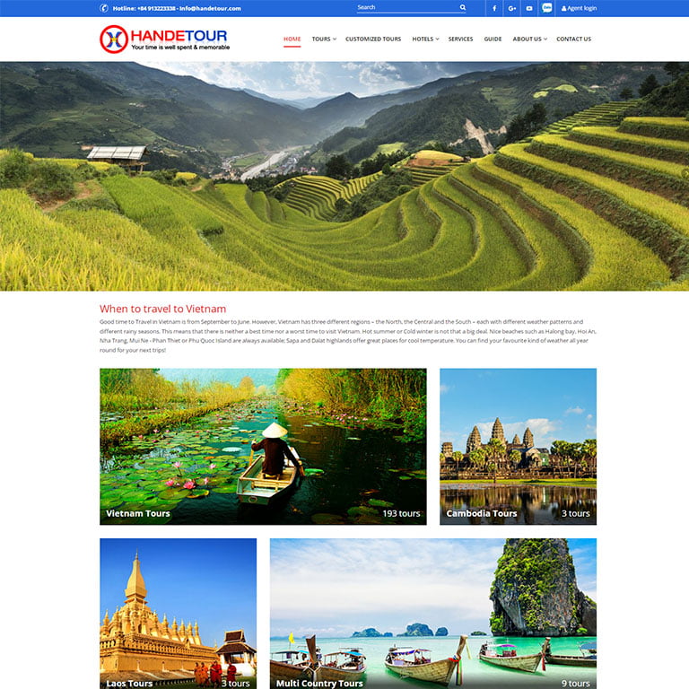 Handetour một website OutboutTours do Creative Vietnam thiết kế web