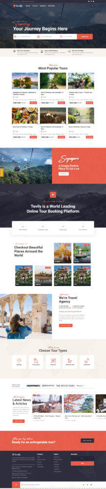 Website du lịch Tevily Travel