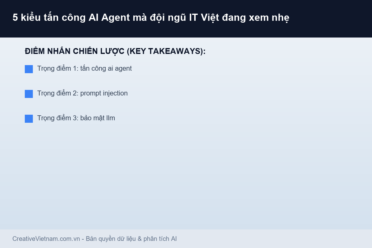 5 kiểu tấn công AI Agent mà đội ngũ IT Việt đang xem nhẹ - Infographic & Key Takeaways