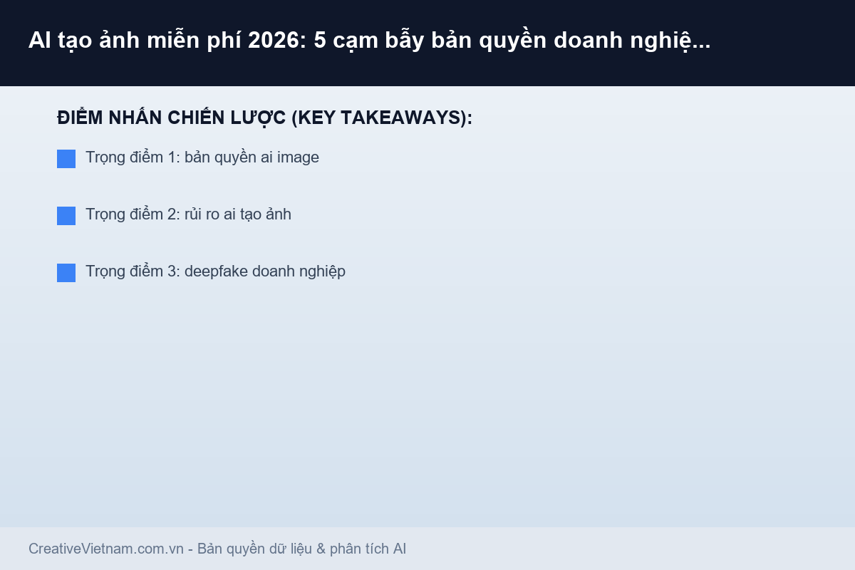 AI tạo ảnh miễn phí 2026: 5 cạm bẫy bản quyền doanh nghiệp Việt thường xuyên dính - Infographic & Key Takeaways