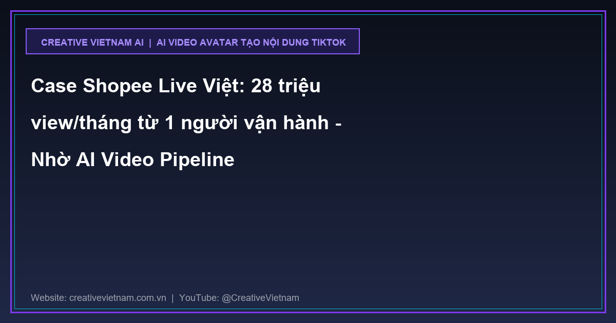 Case Shopee Live Việt: 28 triệu view/tháng từ 1 người vận hành - Nhờ AI Video Pipeline