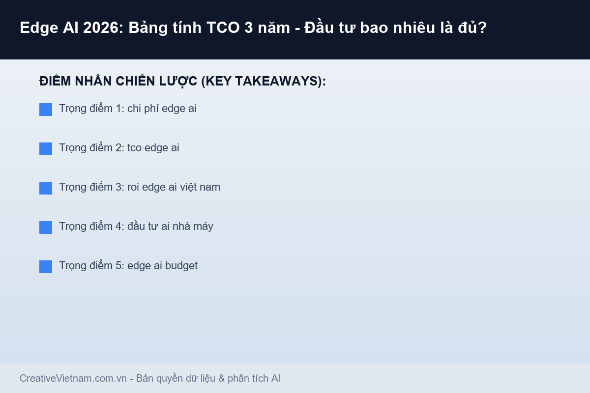 Infographic - Edge AI 2026: Bảng tính TCO 3 năm - Đầu tư bao nhiêu là đủ? Edge AI 2026: Bảng tính TCO 3 năm - Đầu tư bao nhiêu là đủ? - Infographic & Key Takeaways