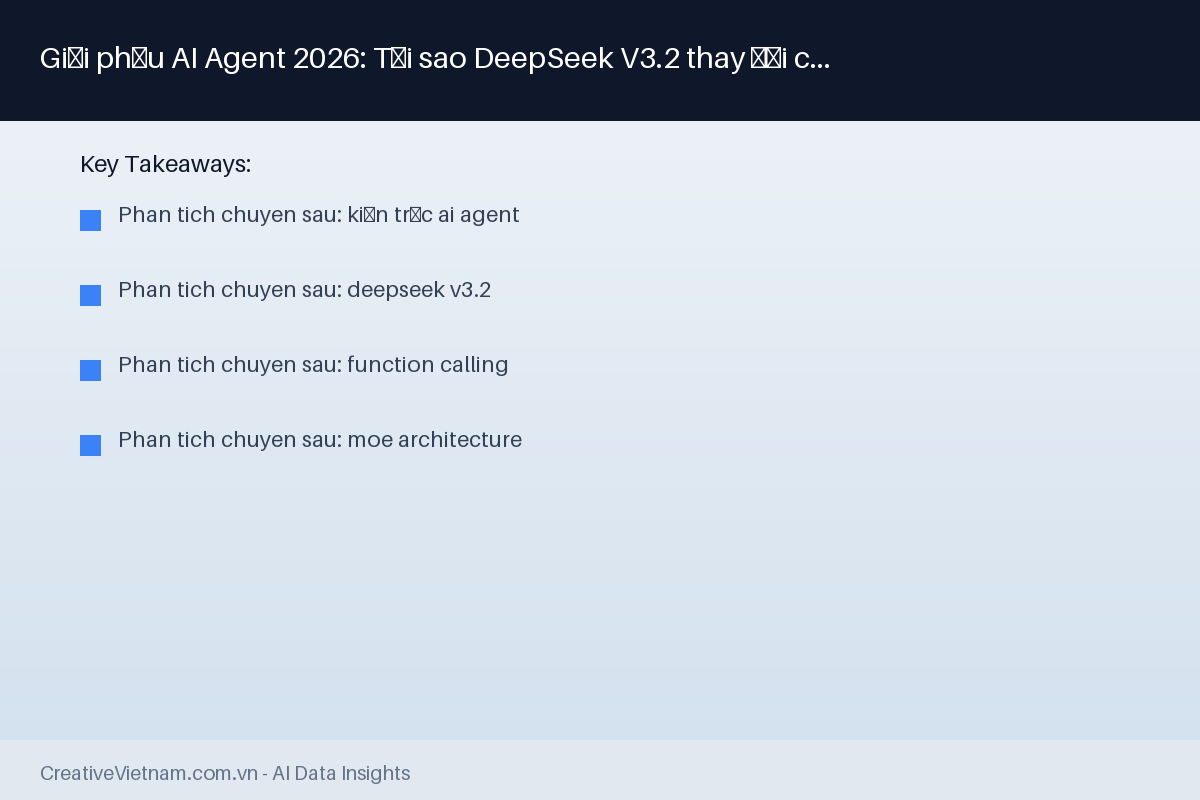 Giải phẫu AI Agent 2026: Tại sao DeepSeek V3.2 thay đổi cuộc chơi kiến trúc 2 Giải phẫu AI Agent 2026: Tại sao DeepSeek V3.2 thay đổi cuộc chơi kiến trúc - Infographic Key Takeaways