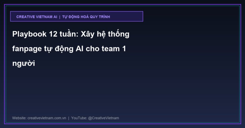 Playbook 12 tuần: Xây hệ thống fanpage tự động AI cho team 1 người