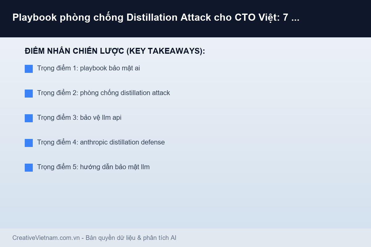 Playbook phòng chống Distillation Attack cho CTO Việt: 7 ngày bảo vệ 'vàng AI' - Infographic & Key Takeaways