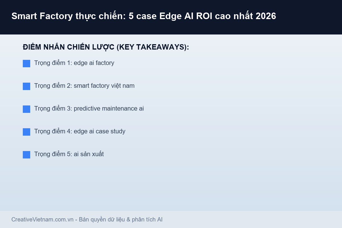 Smart Factory thực chiến: 5 case Edge AI ROI cao nhất 2026 - Infographic & Key Takeaways