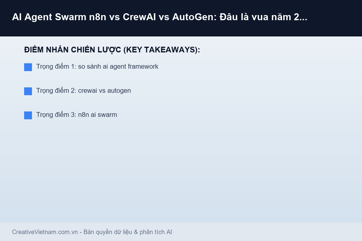 Infographic - AI Agent Swarm n8n vs CrewAI vs AutoGen: Đâu là vua năm 2026? AI Agent Swarm n8n vs CrewAI vs AutoGen: Đâu là vua năm 2026? - Infographic & Key Takeaways