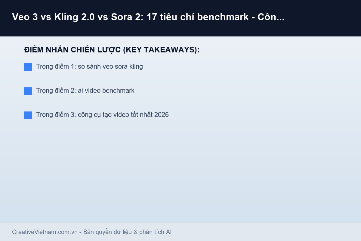 Veo 3 vs Kling 2.0 vs Sora 2: 17 tiêu chí benchmark - Công cụ nào đáng tiền nhất 2026? - Infographic & Key Takeaways