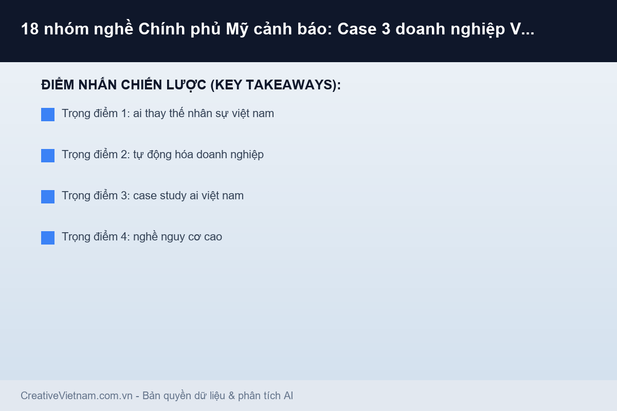 18 nhóm nghề Chính phủ Mỹ cảnh báo: Case 3 doanh nghiệp Việt đã 'mất người' vì AI - Infographic & Key Takeaways
