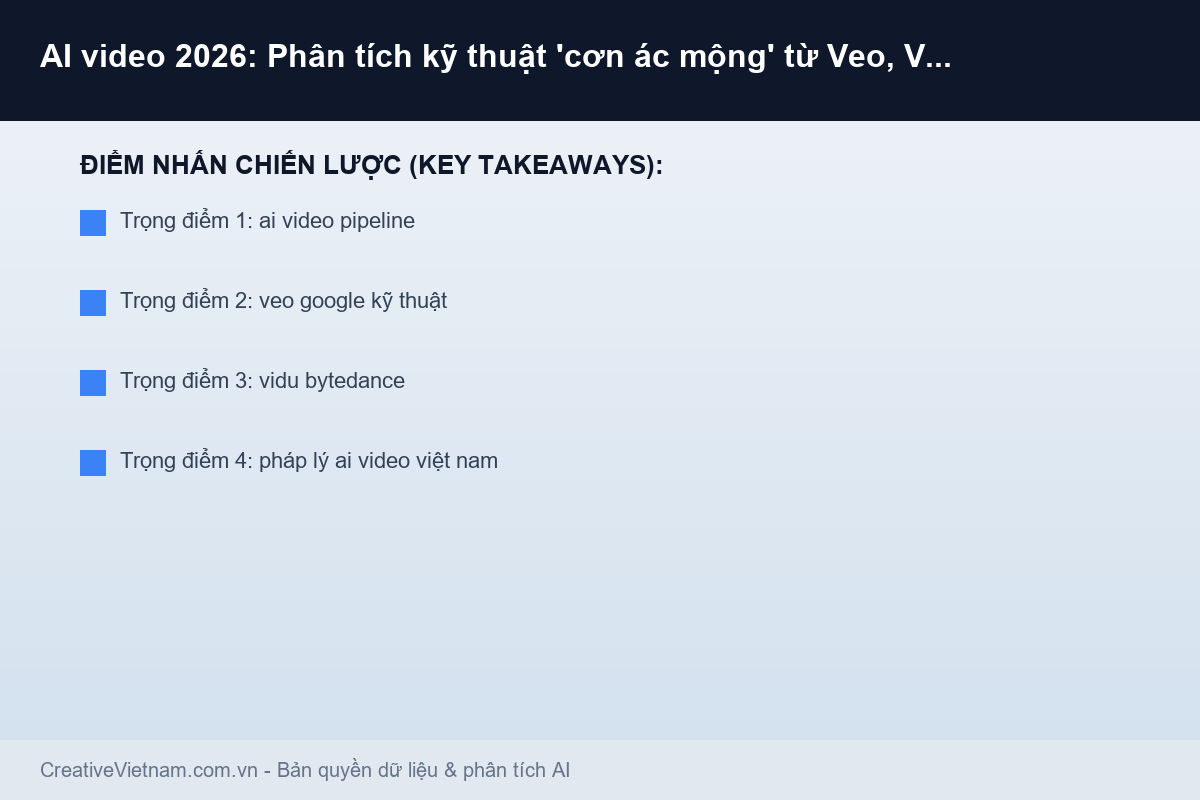 AI video 2026: Phân tích kỹ thuật 'cơn ác mộng' từ Veo, Vidu và bài toán bản quyền - Infographic & Key Takeaways