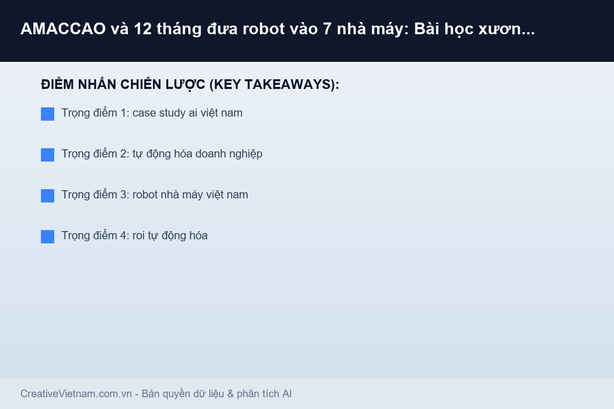 AMACCAO và 12 tháng đưa robot vào 7 nhà máy: Bài học xương thịt - Infographic & Key Takeaways