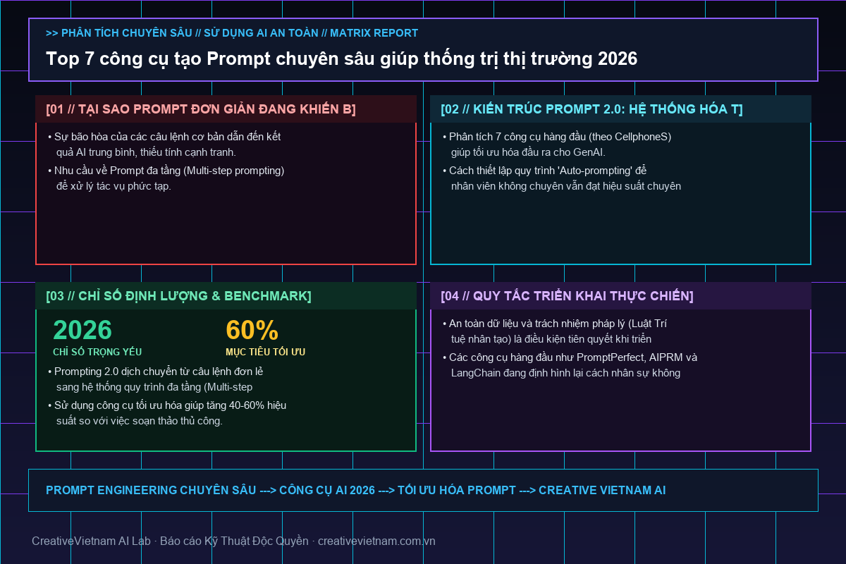 Top 7 công cụ tạo Prompt chuyên sâu giúp thống trị thị trường 2026 - Infographic & Key Takeaways