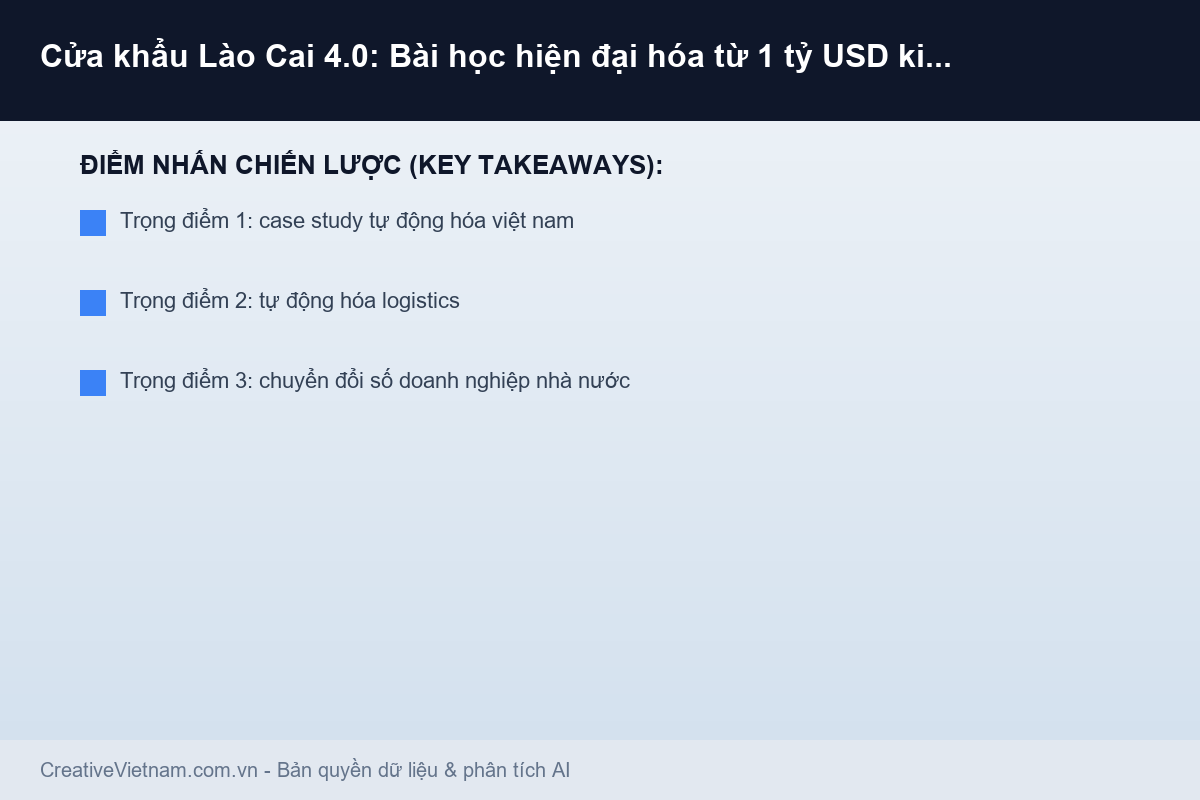 Cửa khẩu Lào Cai 4.0: Bài học hiện đại hóa từ 1 tỷ USD kim ngạch - Infographic & Key Takeaways