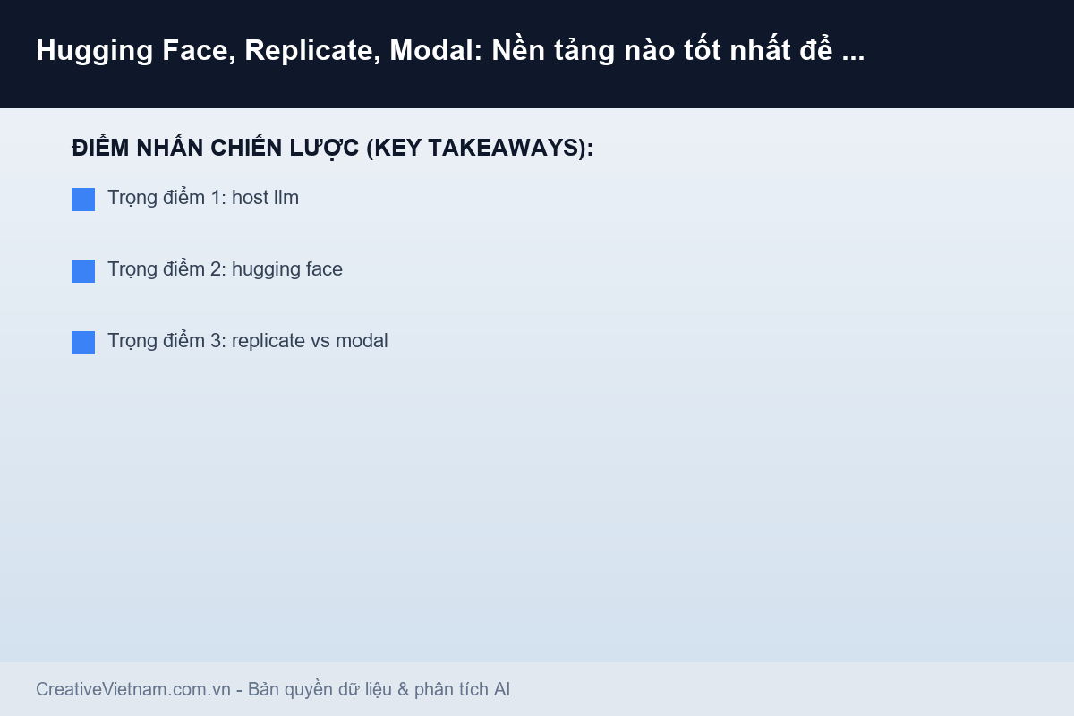 Hugging Face, Replicate, Modal: Nền tảng nào tốt nhất để host LLM Việt? - Infographic & Key Takeaways