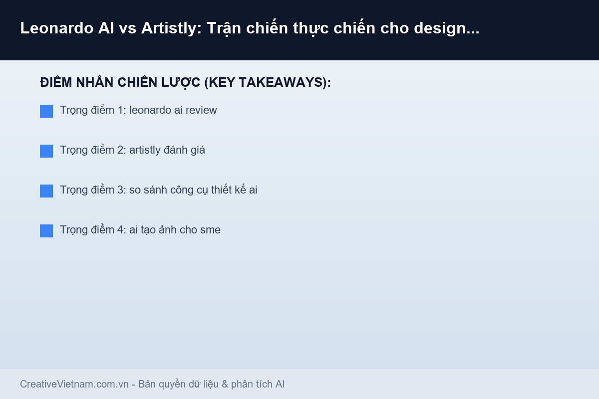 Leonardo AI vs Artistly: Trận chiến thực chiến cho designer SME Việt 2026 - Infographic & Key Takeaways