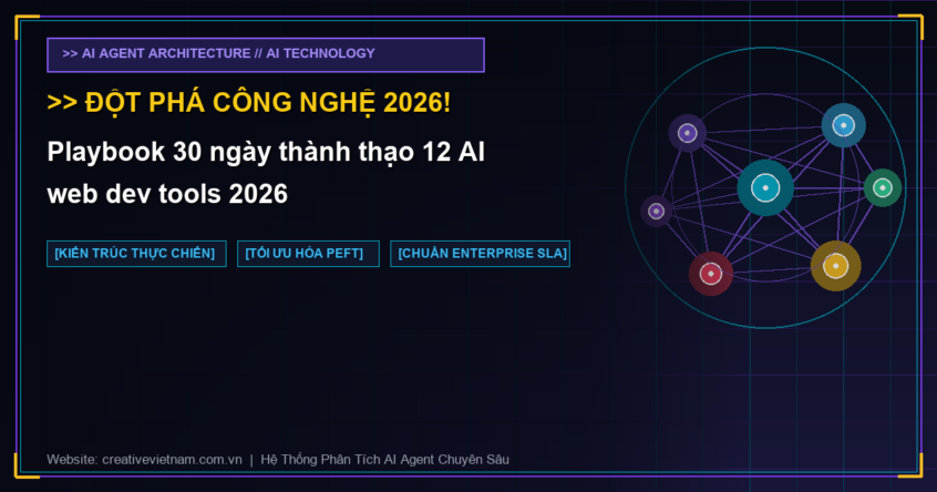 Playbook 30 ngày thành thạo 12 AI web dev tools 2026