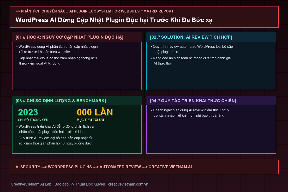 Infographic - WordPress AI Dừng Cập Nhật Plugin Độc hại Trước Khi Đa Bức xạ WordPress AI Dừng Cập Nhật Plugin Độc hại Trước Khi Đa Bức xạ - Infographic & Key Takeaways